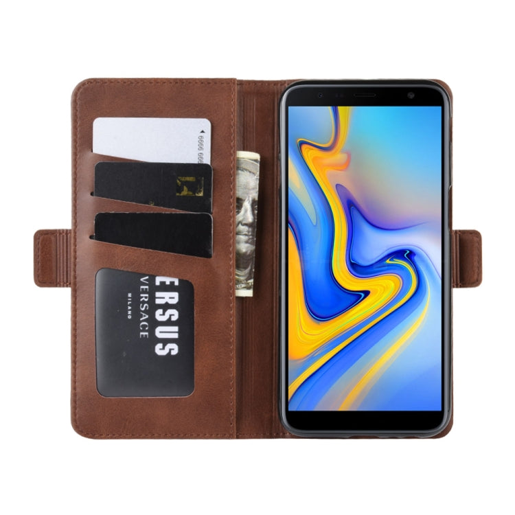 Dual-side Magnetic Buckle Horizontal Flip Leather Case for Galaxy J6+, with Holder & Card Slots & Wallet & Photo Frame