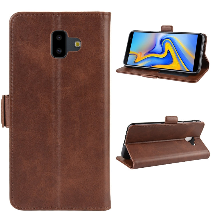 Dual-side Magnetic Buckle Horizontal Flip Leather Case for Galaxy J6+, with Holder & Card Slots & Wallet & Photo Frame