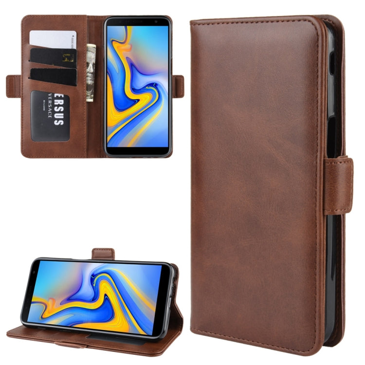 Dual-side Magnetic Buckle Horizontal Flip Leather Case for Galaxy J6+, with Holder & Card Slots & Wallet & Photo Frame