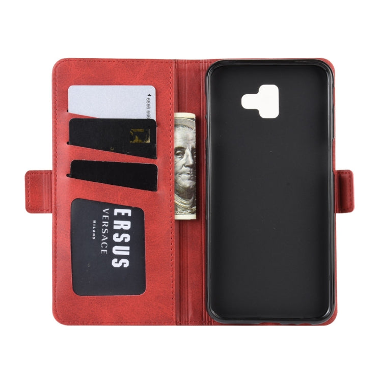 Dual-side Magnetic Buckle Horizontal Flip Leather Case for Galaxy J6+, with Holder & Card Slots & Wallet & Photo Frame