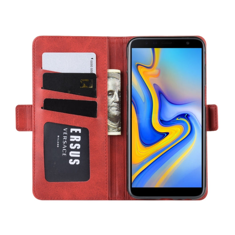 Dual-side Magnetic Buckle Horizontal Flip Leather Case for Galaxy J6+, with Holder & Card Slots & Wallet & Photo Frame