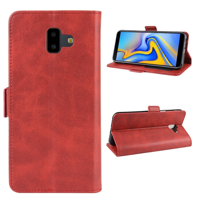 Dual-side Magnetic Buckle Horizontal Flip Leather Case for Galaxy J6+, with Holder & Card Slots & Wallet & Photo Frame