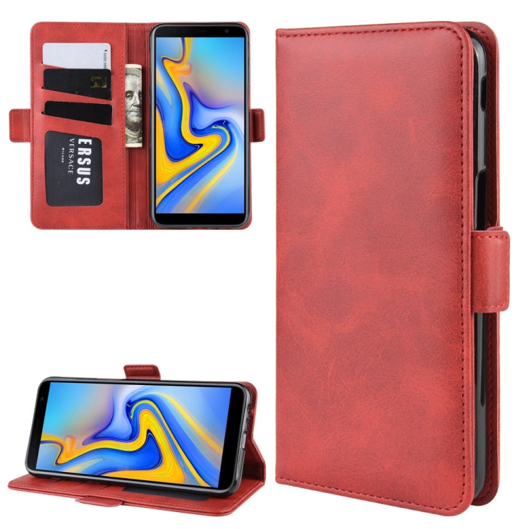 Dual-side Magnetic Buckle Horizontal Flip Leather Case for Galaxy J6+, with Holder & Card Slots & Wallet & Photo Frame