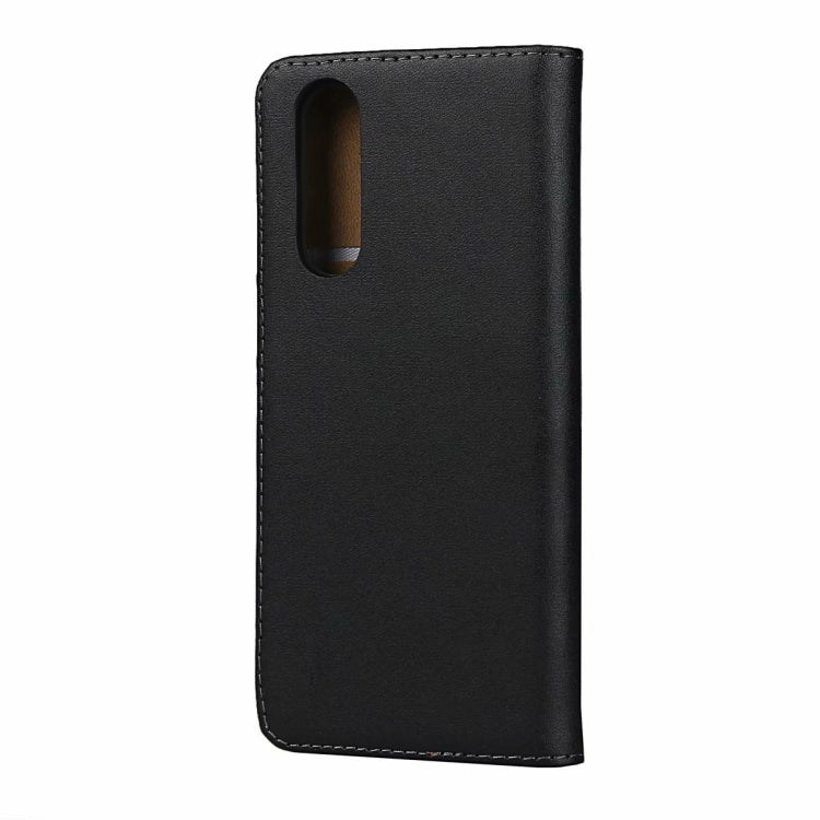 Leather Horizontal Flip Holster for Sony Xperia XZ5 with Magnetic Clasp and Bracket and Card Slot and Wallet(Black)