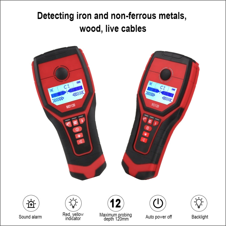 MD120 Multi-functional Wall Detector Find Metal Sensor Professional Handheld Wall Tester For Plastic Pipe Electric Wire
