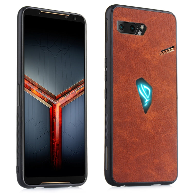 Shockproof Sheep Skin PC + PU + TPU Case For Asus ROG Phone II ZS660KL(Brown)