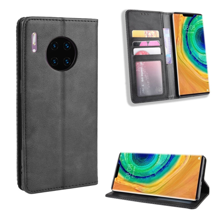 Magnetic Buckle Retro Crazy Horse Texture Horizontal Flip Leather Case for Huawei Mate 30 Pro , with Holder & Card Slots & Photo Frame