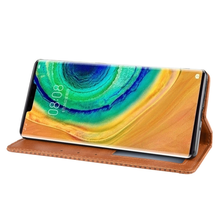 Magnetic Buckle Retro Crazy Horse Texture Horizontal Flip Leather Case for Huawei Mate 30 Pro , with Holder & Card Slots & Photo Frame