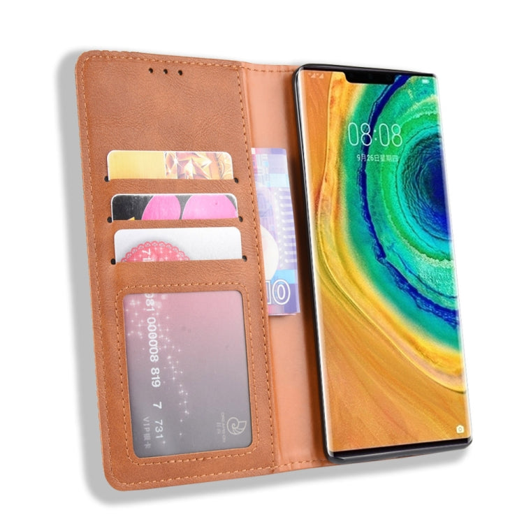 Magnetic Buckle Retro Crazy Horse Texture Horizontal Flip Leather Case for Huawei Mate 30 Pro , with Holder & Card Slots & Photo Frame