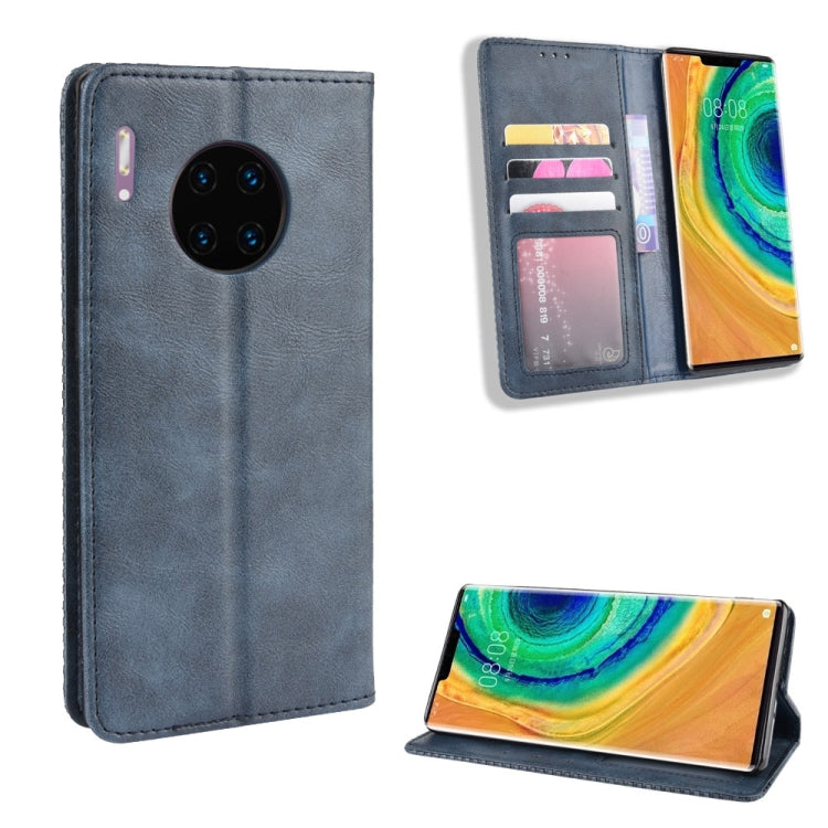 Magnetic Buckle Retro Crazy Horse Texture Horizontal Flip Leather Case for Huawei Mate 30 Pro , with Holder & Card Slots & Photo Frame