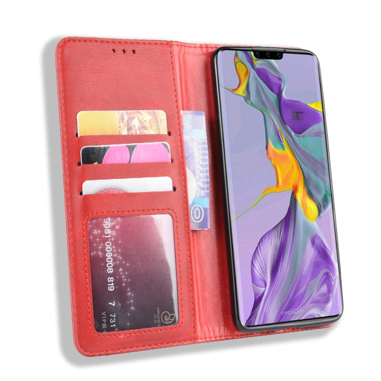 Magnetic Buckle Retro Crazy Horse Texture Horizontal Flip Leather Case for Huawei Mate 30  , with Holder & Card Slots & Photo Frame