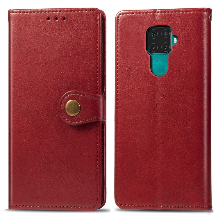 For Huawei Mate 30 Lite / Nova 5i Pro Retro Solid Color Leather Buckle Mobile Phone Protection Leather Case with Photo Frame & Card Slot & Wallet & Bracket Function