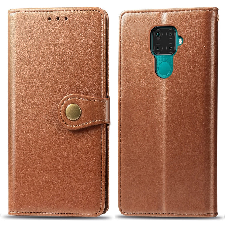 For Huawei Mate 30 Lite / Nova 5i Pro Retro Solid Color Leather Buckle Mobile Phone Protection Leather Case with Photo Frame & Card Slot & Wallet & Bracket Function