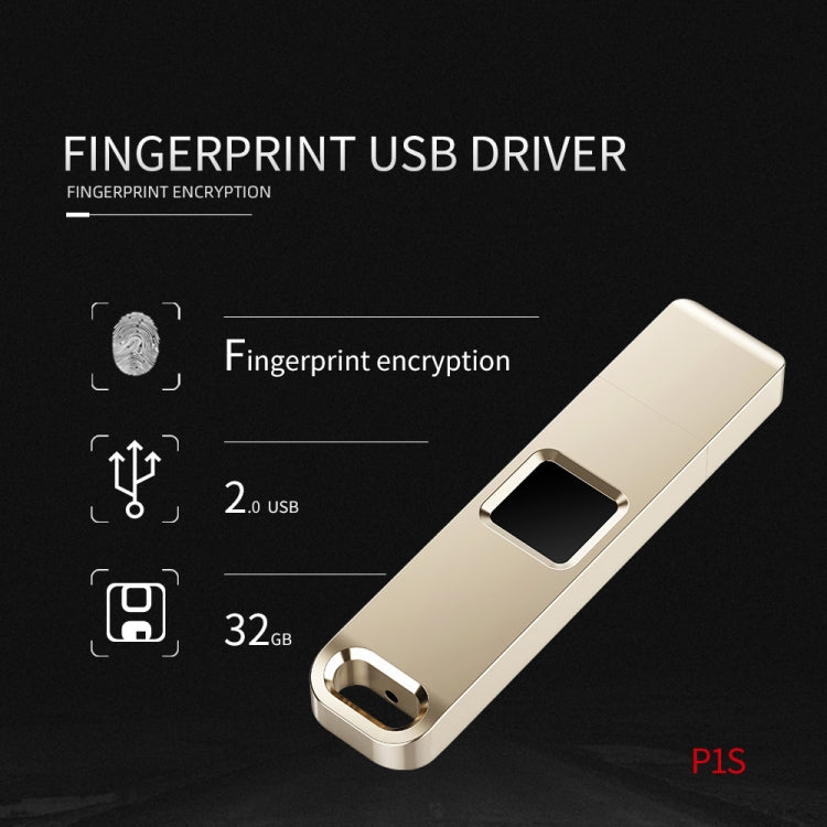 JEDX-P1S High Speed USB 2.0 Transmission Metal 32GB Fingerprint Encryption USB Disk