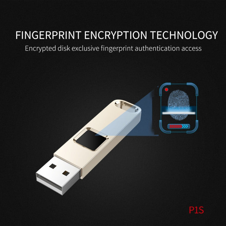 JEDX-P1S High Speed USB 2.0 Transmission Metal 32GB Fingerprint Encryption USB Disk