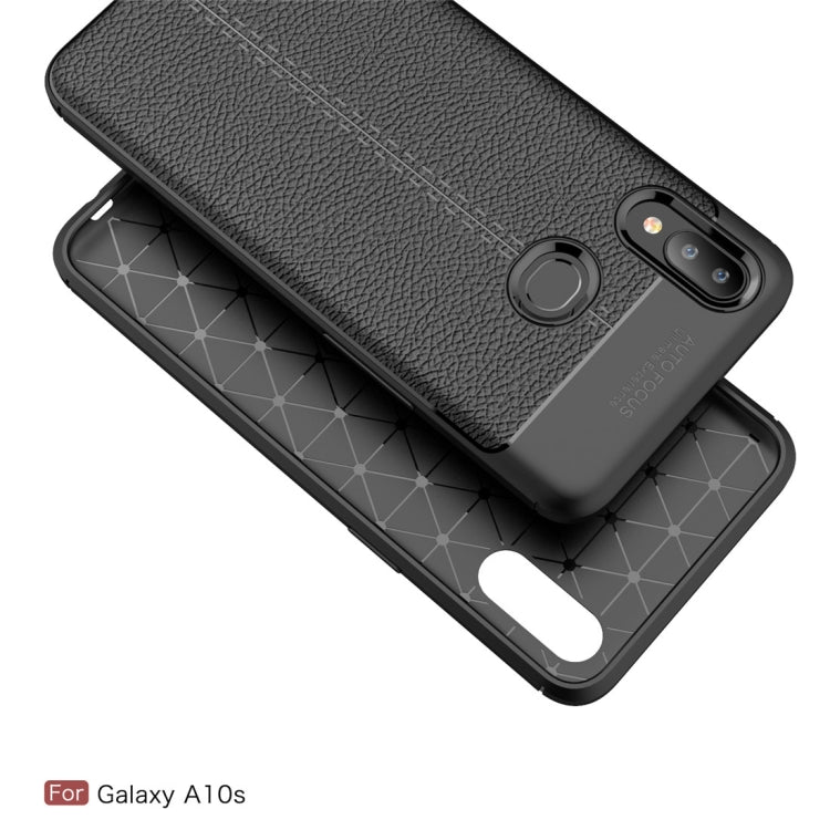 Litchi Texture TPU Shockproof Case for Galaxy A10s(Navy Blue)