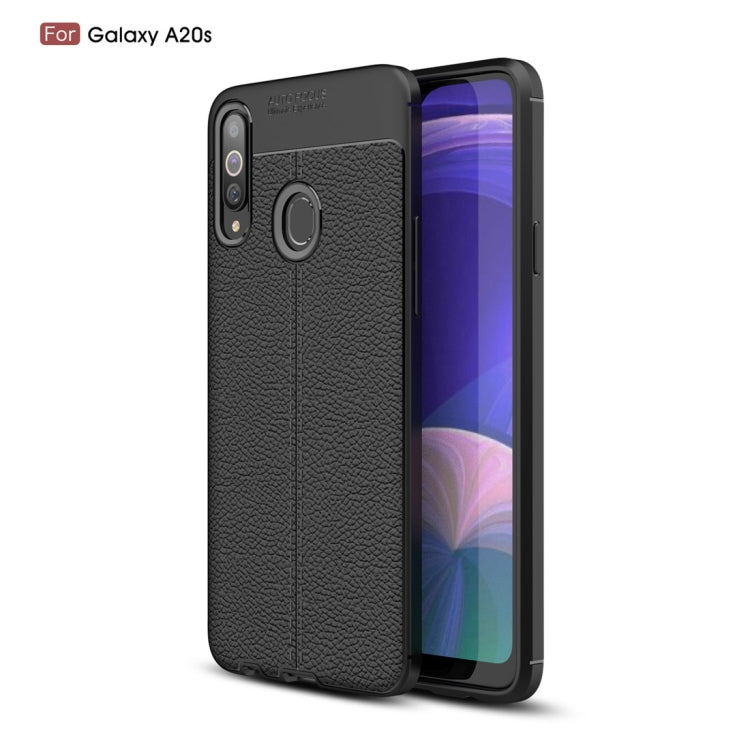 Litchi Texture TPU Shockproof Case for Galaxy A20s(Black)