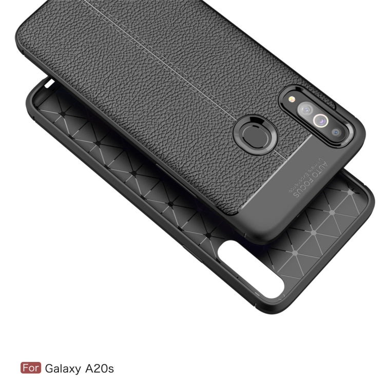 Litchi Texture TPU Shockproof Case for Galaxy A20s(Black)