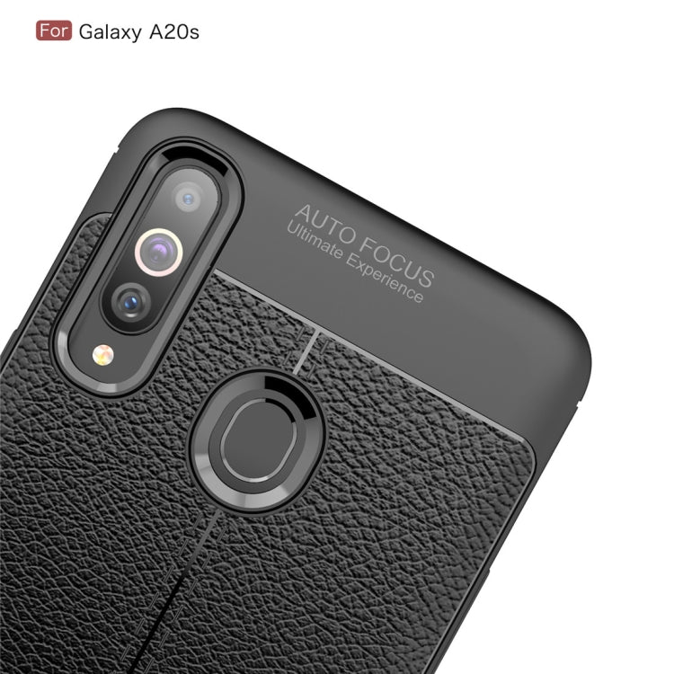 Litchi Texture TPU Shockproof Case for Galaxy A20s(Black)