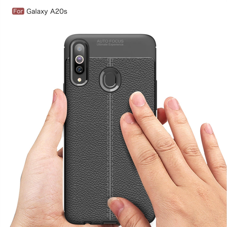 Litchi Texture TPU Shockproof Case for Galaxy A20s(Black)