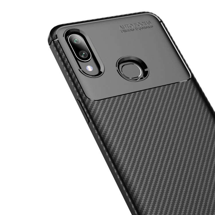 Beetle Series Carbon Fiber Texture Shockproof TPU Case for Galaxy A10s(Brown)