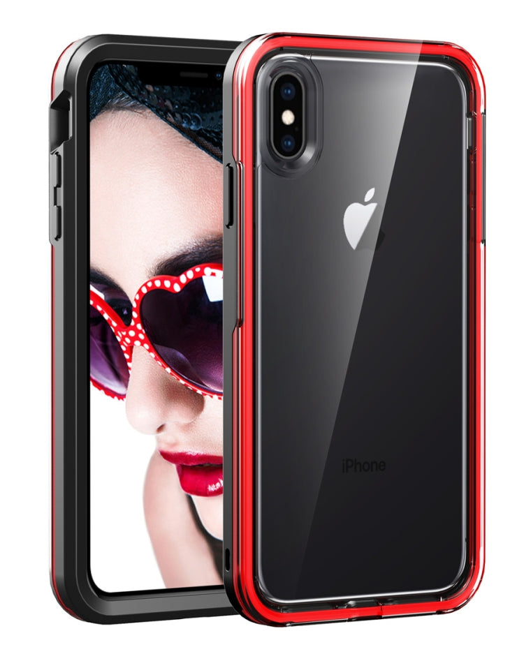 For iPhone X / XS Black+Red 2 in 1 TPU+PC Solid Color Combination Drop
