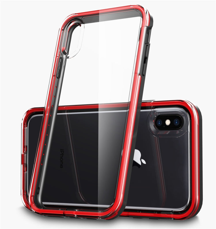 For iPhone X / XS Black+Red 2 in 1 TPU+PC Solid Color Combination Drop