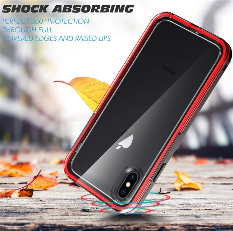 For iPhone X / XS Black+Red 2 in 1 TPU+PC Solid Color Combination Drop