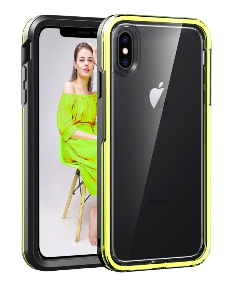 For iPhone X / XS Black+Green 2 in 1 TPU+PC Solid Color Combination Drop