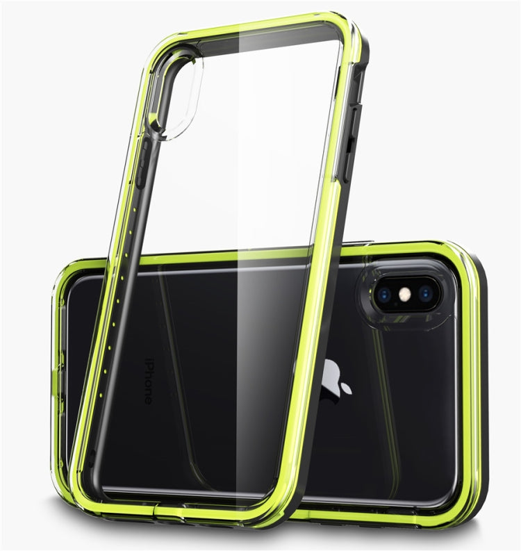 For iPhone X / XS Black+Green 2 in 1 TPU+PC Solid Color Combination Drop