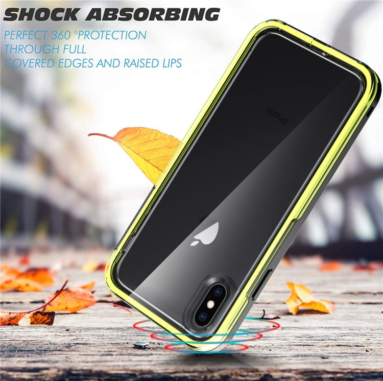 For iPhone X / XS Black+Green 2 in 1 TPU+PC Solid Color Combination Drop