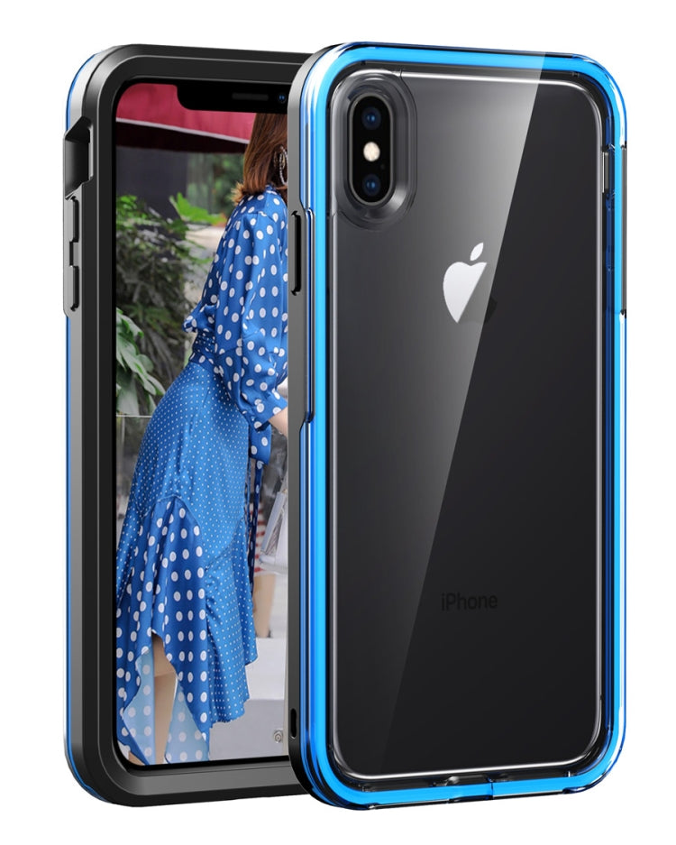 For iPhone X / XS Black+Blue 2 in 1 TPU+PC Solid Color Combination Drop