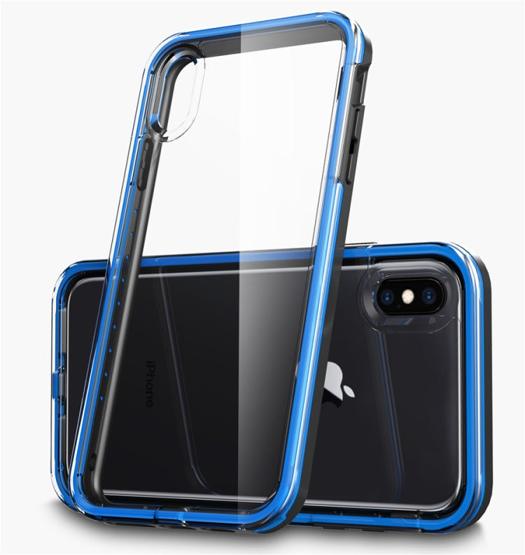 For iPhone X / XS Black+Blue 2 in 1 TPU+PC Solid Color Combination Drop