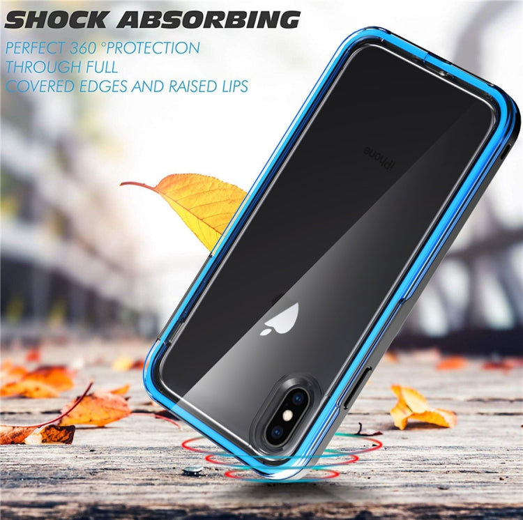 For iPhone X / XS Black+Blue 2 in 1 TPU+PC Solid Color Combination Drop