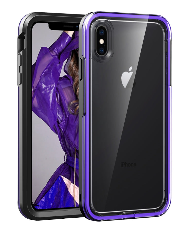 For iPhone X / XS Black+Purple 2 in 1 TPU+PC Solid Color Combination Drop