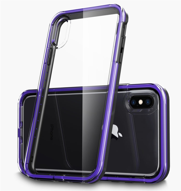 For iPhone X / XS Black+Purple 2 in 1 TPU+PC Solid Color Combination Drop