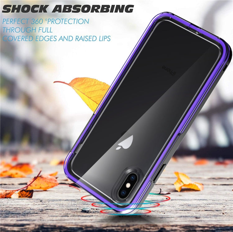 For iPhone X / XS Black+Purple 2 in 1 TPU+PC Solid Color Combination Drop