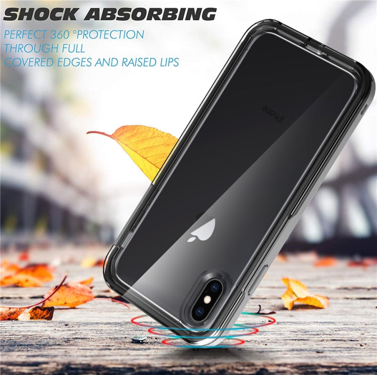 For iPhone X / XS Grey+Black 2 in 1 TPU+PC Solid Color Combination Drop