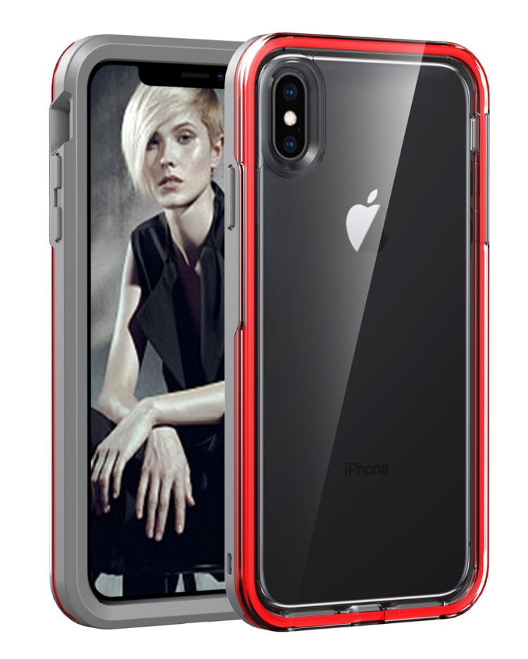 For iPhone X / XS Grey+Red 2 in 1 TPU+PC Solid Color Combination Drop