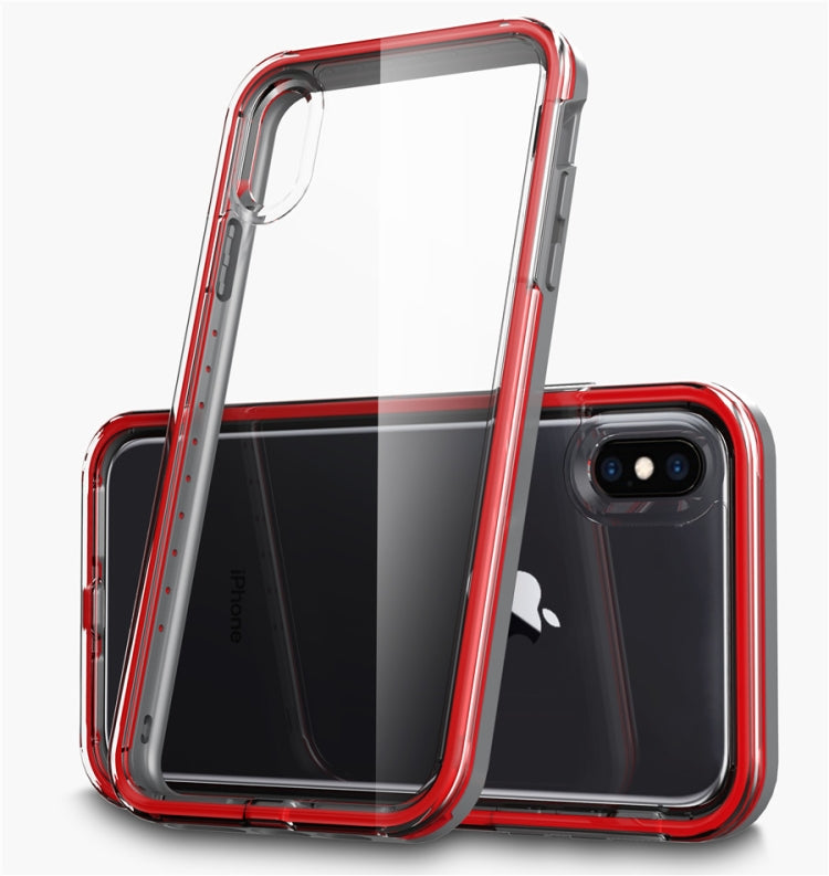 For iPhone X / XS Grey+Red 2 in 1 TPU+PC Solid Color Combination Drop
