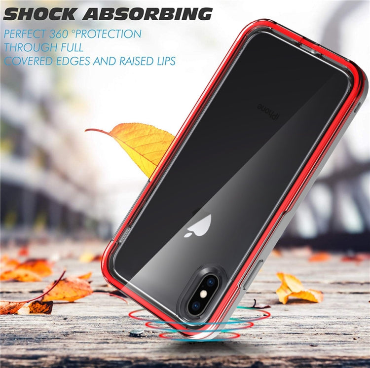 For iPhone X / XS Grey+Red 2 in 1 TPU+PC Solid Color Combination Drop