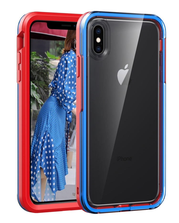 For iPhone X / XS Red+Blue 2 in 1 TPU+PC Solid Color Combination Drop