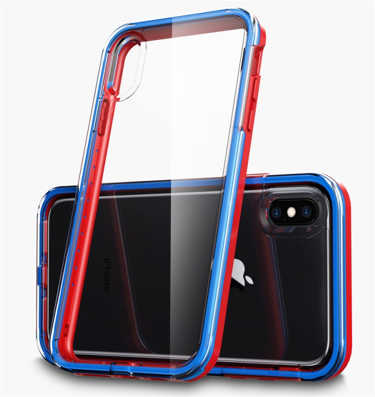 For iPhone X / XS Red+Blue 2 in 1 TPU+PC Solid Color Combination Drop