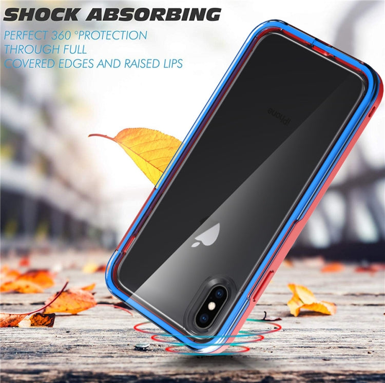 For iPhone X / XS Red+Blue 2 in 1 TPU+PC Solid Color Combination Drop