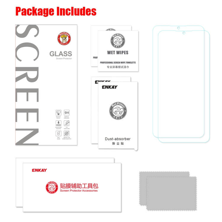 2 PCS ENKAY Hat-prince 0.26mm 9H 2.5D Curved Edge Tempered Glass Film for Xiaomi Redmi Note 8