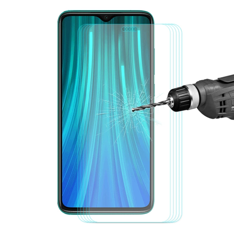 5 PCS ENKAY Hat-prince 0.26mm 9H 2.5D Curved Edge Tempered Glass Film for Xiaomi Redmi Note 8 Pro