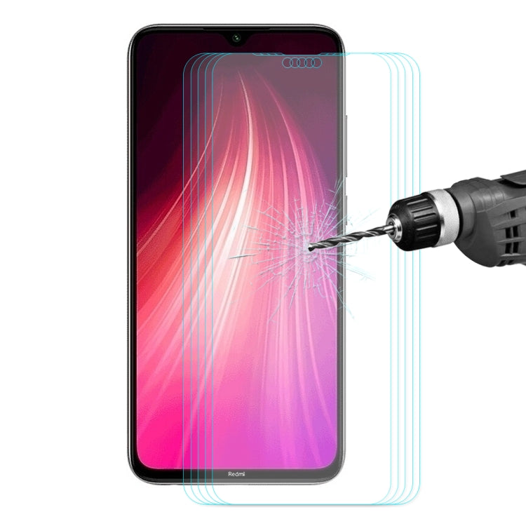 5 PCS ENKAY Hat-prince 0.26mm 9H 2.5D Curved Edge Tempered Glass Film for Xiaomi Redmi Note 8