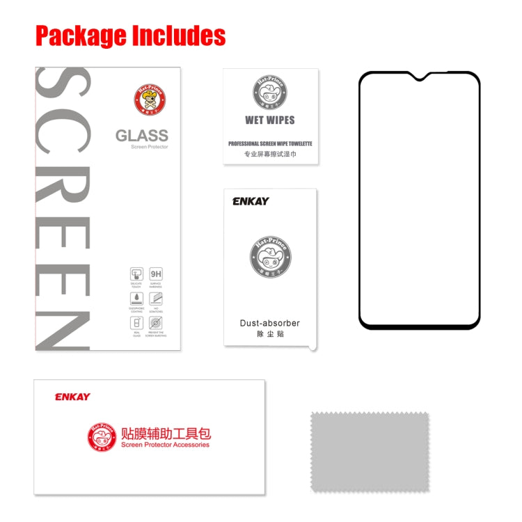 ENKAY Hat-prince Full Glue 0.26mm 9H 2.5D Tempered Glass Full Coverage Film for Xiaomi Redmi Note 8 Pro