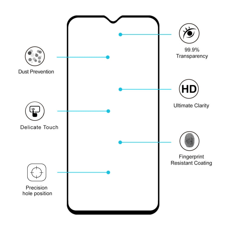 ENKAY Hat-prince Full Glue 0.26mm 9H 2.5D Tempered Glass Full Coverage Film for OPPO Reno Z / Realme X Lite / R17
