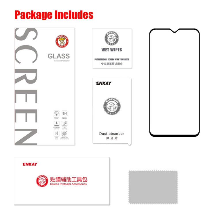 ENKAY Hat-prince Full Glue 0.26mm 9H 2.5D Tempered Glass Full Coverage Film for OPPO Reno Z / Realme X Lite / R17